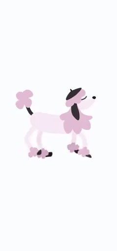 gif of a pink poodle walking
