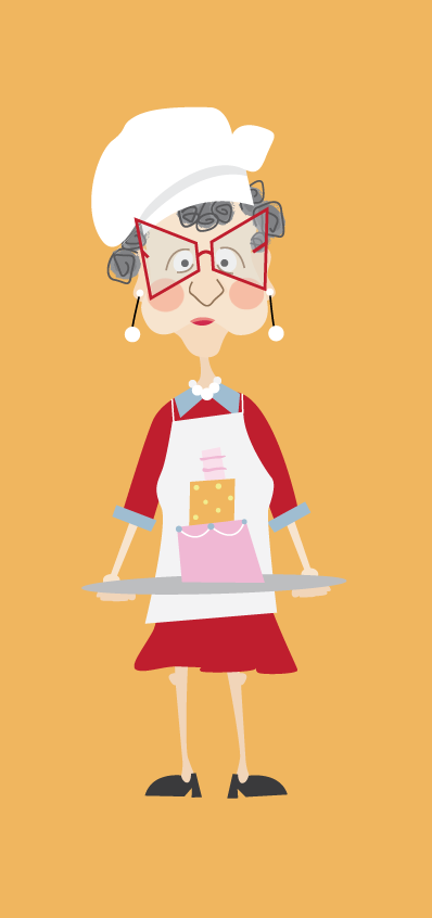 cartoon of old woman baker