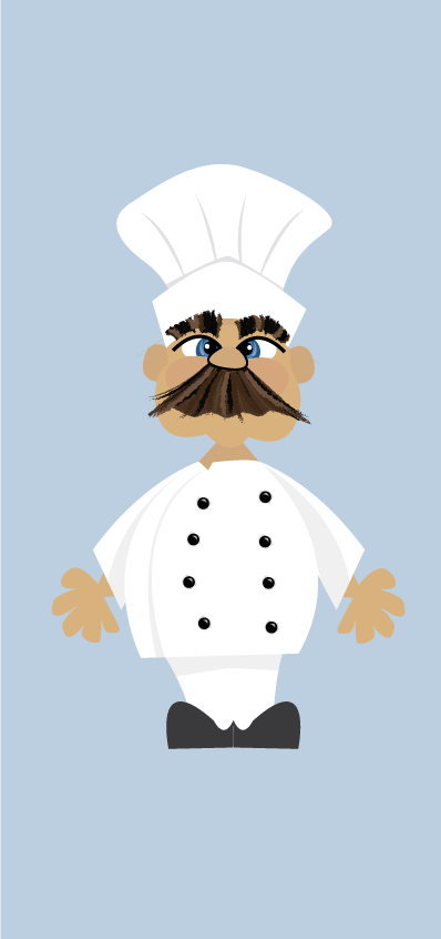 cartoon of a chef with big mustache