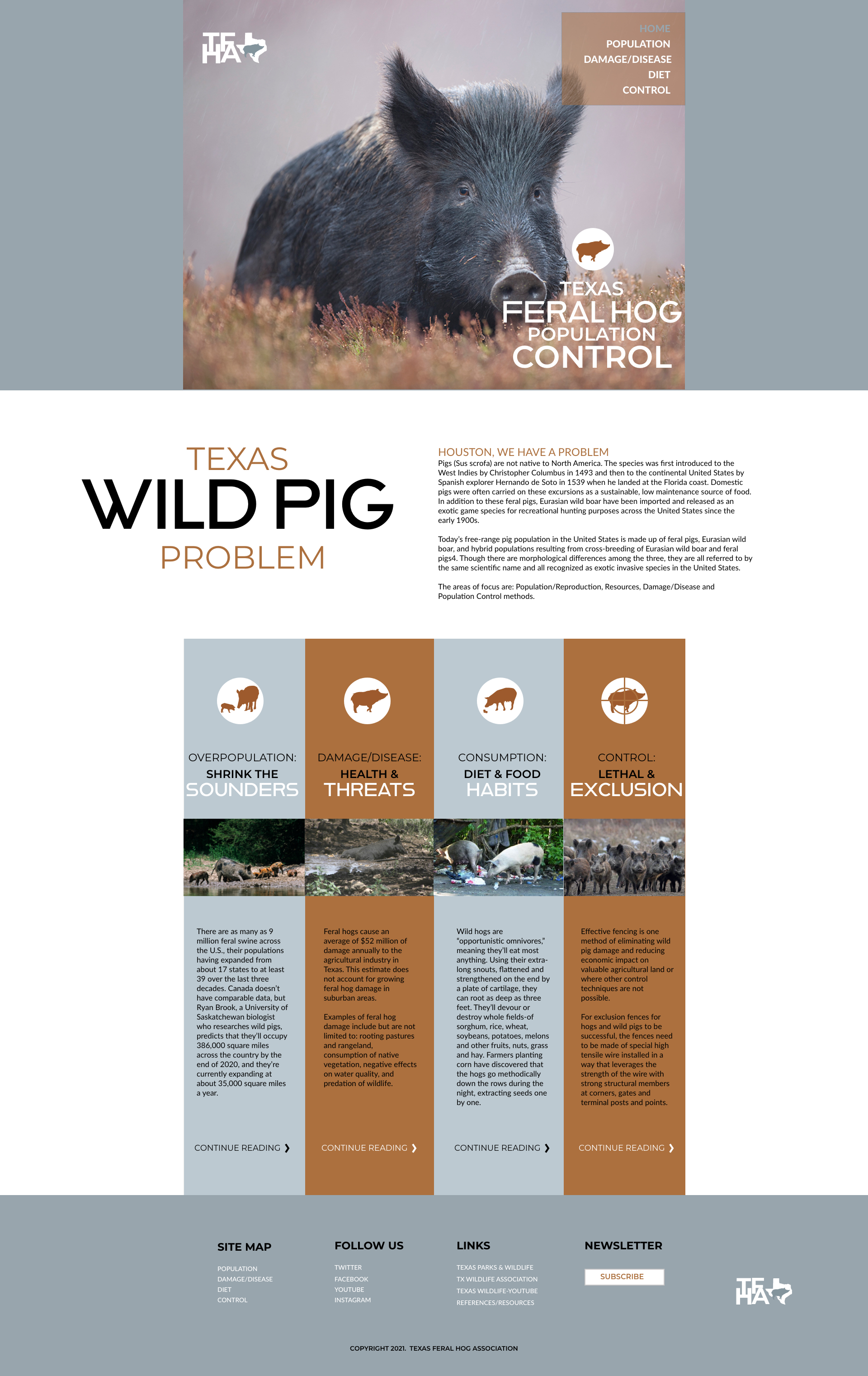screenshot of Feral Hog website homepage