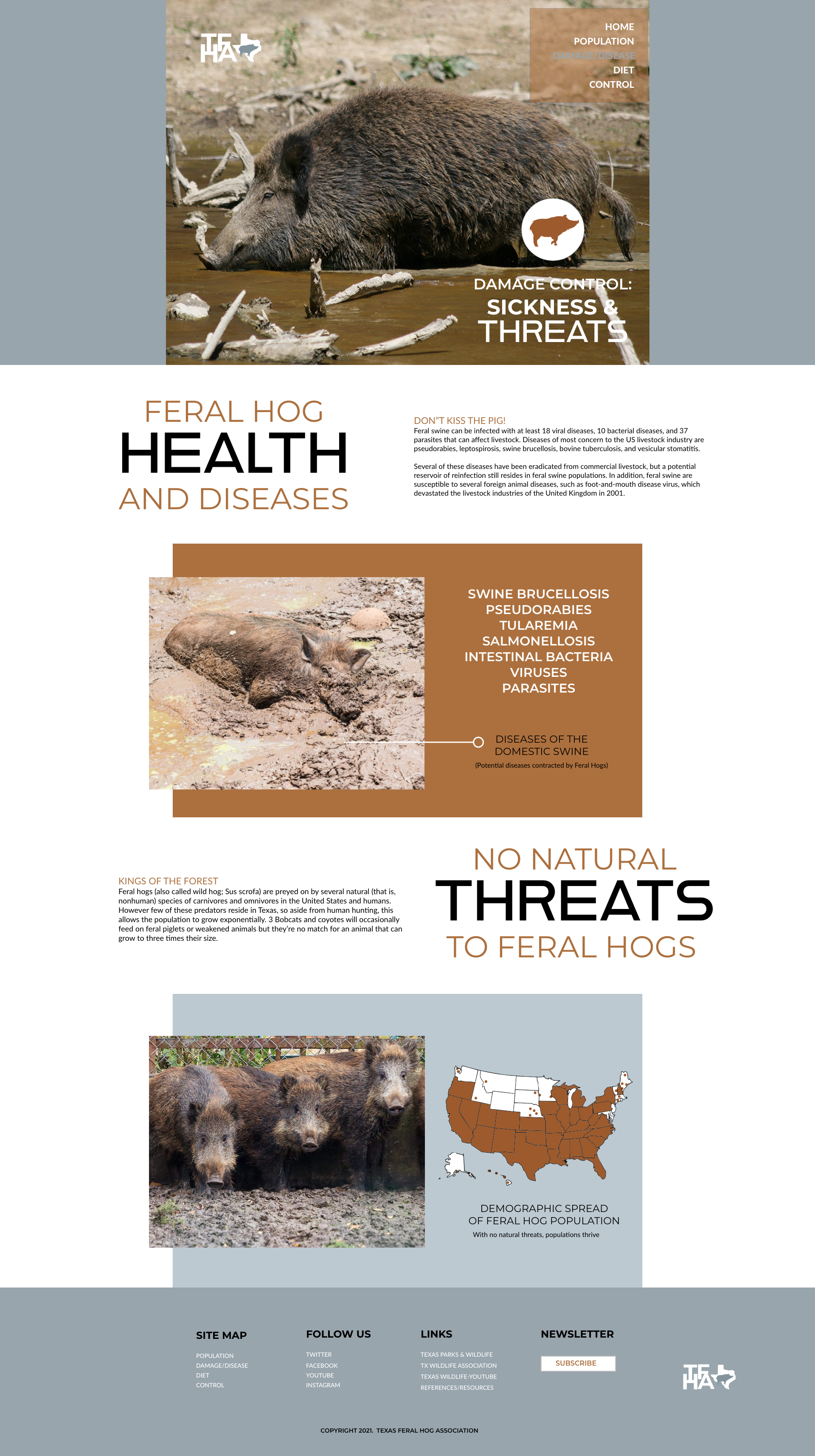 screenshot of Feral Hog website environmental damage page