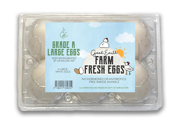 egg carton with good earth label