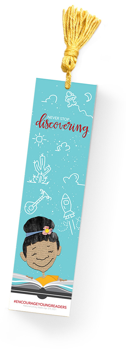 bookmark of girl reading a book