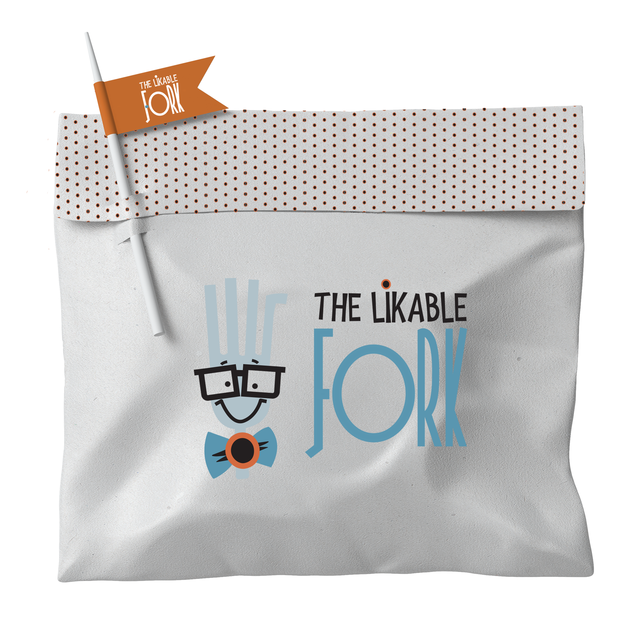sandwich packaging with likable fork logo
