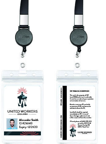 united workers id badges front and back